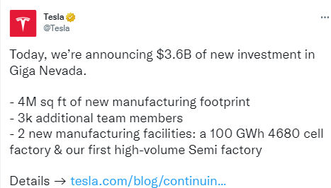 电动重卡Semi终于能大规模量产?特斯拉拟投36亿美元 扩建内华达超级工厂